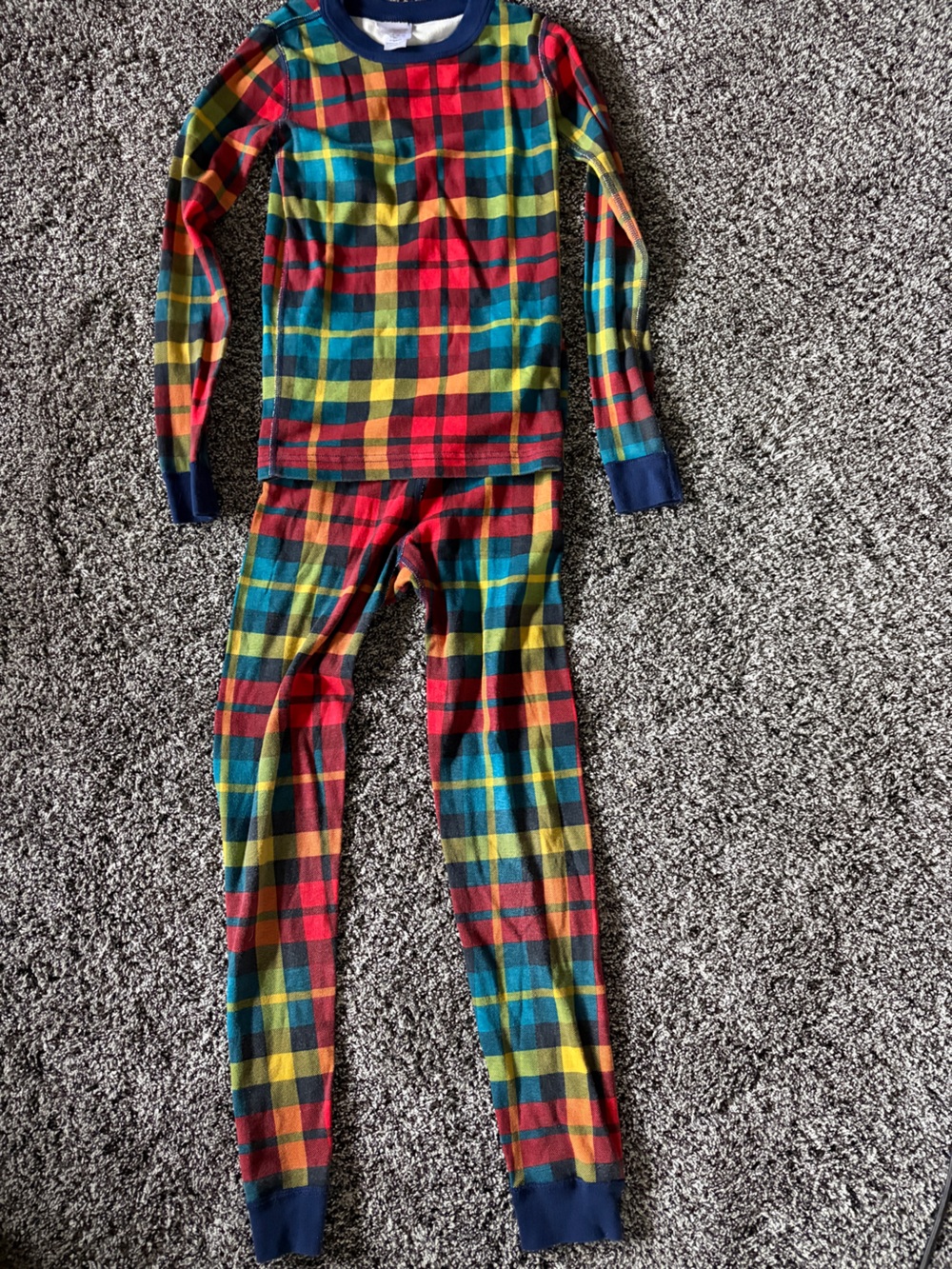 Kids organic Plaid Stretch Pajama Bottoms - Multicolor